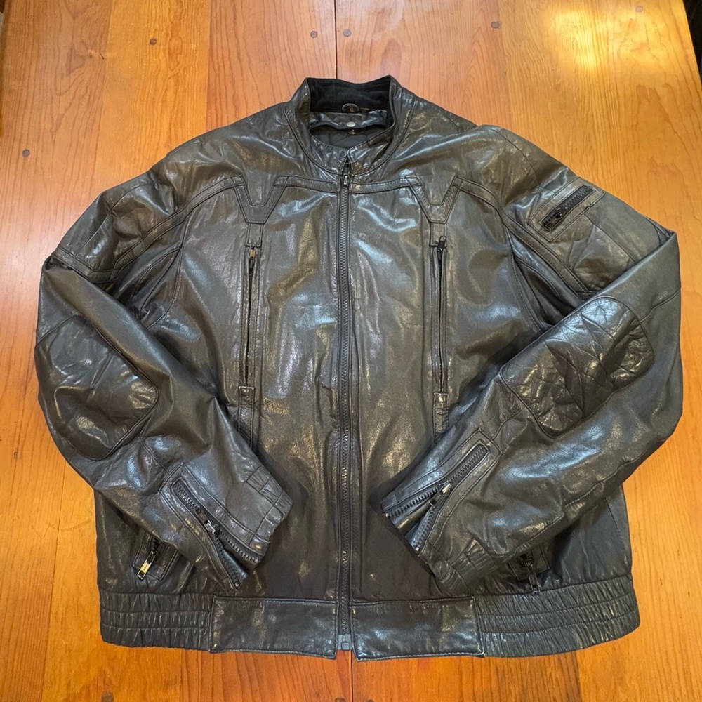 Vintage 1970s 80s Esprit Leather Motorcycle Jacket Punk Rock Biker Sz XL Liner